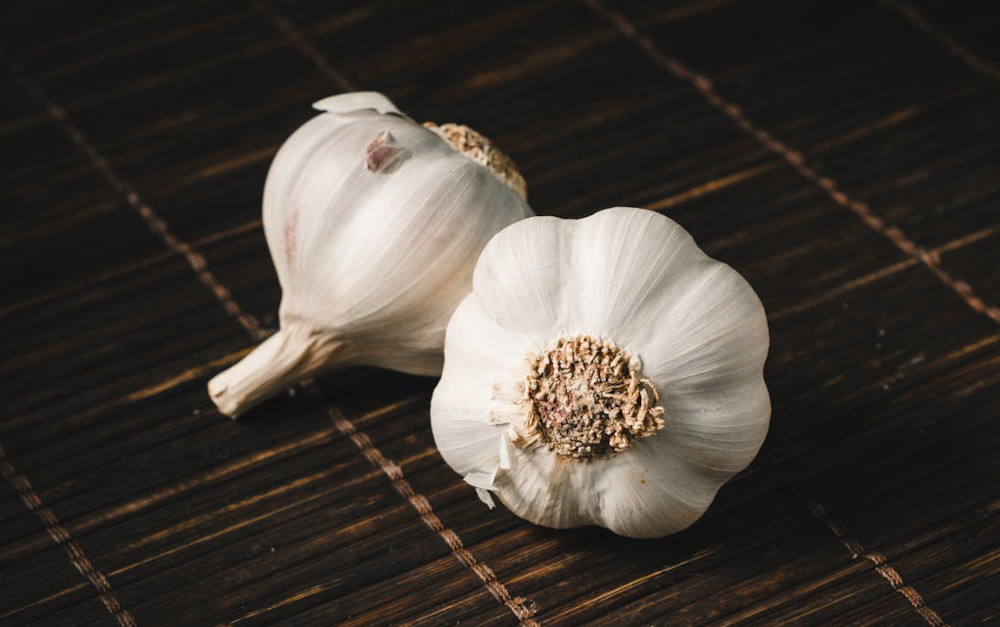 two garlic bulbs